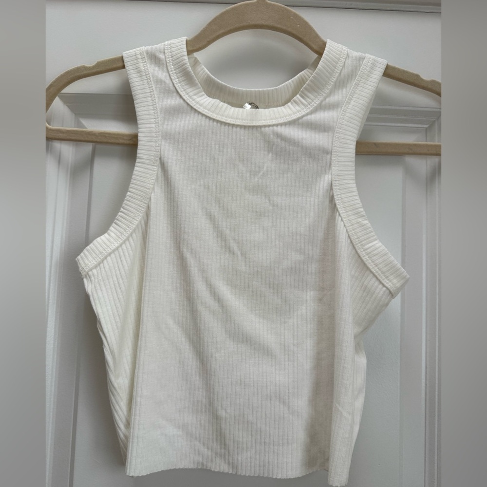 Women's white Ribbed Tank Top